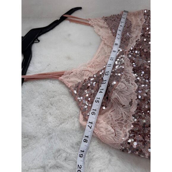 New Free People Women's Size M Right Rhythm Sequin Cami Top, CHAMPAGNE COMBO - Picture 5 of 13